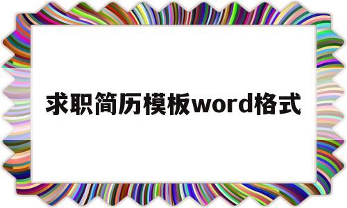 求职简历模板word格式(求职简历模板word免费版)