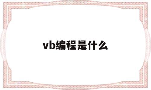 vb编程是什么(vb编程是什么水平)
